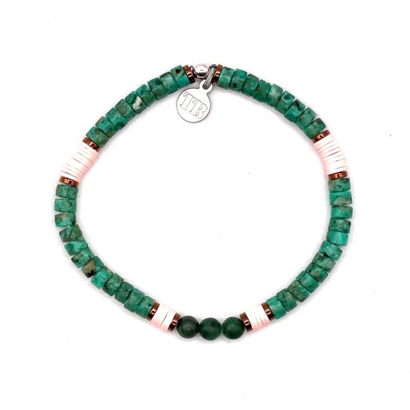 Bracelet pour homme en pierres de jade australien vertes et marrons